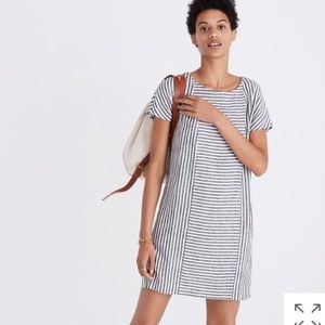 Madewell Stripe-Play Button Back Dress XS